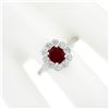 Image 3 : Platinum 1.35 ctw GIA BURMA NO HEAT Cushion VIVID RED Spinel Diamond Halo Ring