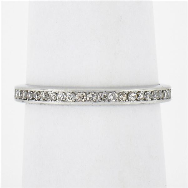 Antique Solid Platinum .50 ctw Channel Old Diamond Eternity Stackable Band Ring