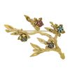 Image 1 : Vintage 18K Gold Ruby Emerald Sapphire & Turquoise Textured Branch Pin Brooch
