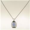 Image 2 : 14K White Gold 4.31 ctw Oval Chalcedony White & Black Diamond 16" Pendant Neckla