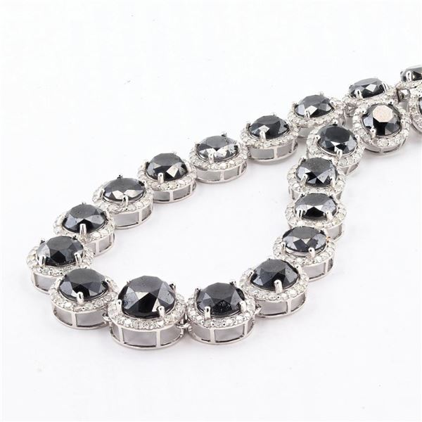 67.38 ctw Fancy Black Diamond and 8.30 ctw Diamond 14K White Gold Necklace