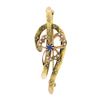 Image 1 : Antique Victorian 14k TT Gold Sapphire w/ Seed Pearl Clover & Branch Brooch Pin