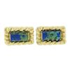 Image 9 : David Webb 18k Yellow Gold & Azurmalachite Lassoed Cylinder Hammered Cuff Links
