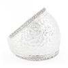 Image 5 : 14K White Gold 0.39 ctw Hammered Finish w/ Diamond Sides Wide Dome Bombe Band Ri