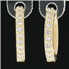Image 2 : NEW 14k Yellow Gold 0.18 ctw Prong Round Diamond Mini Petite Huggie Hoop Earring