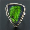 Image 2 : Vintage Handmade Sterling Silver Ammolite Solitaire Cocktail Right Hand Ring