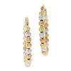 Image 1 : 14K Tri Color Gold 3mm Wide Mooncut Brilliant Bead Hoop Earrings w/ Snap Closure