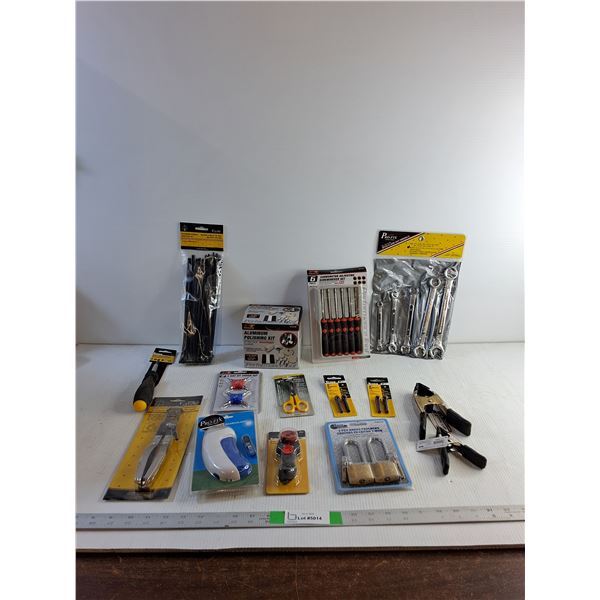 Zipties, Aluminum Polishing Kit, Screwdriver Set, 5 Piece Wrench Set, Screwdriver, 4-way Driver Set,