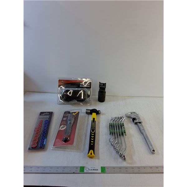 Brazing Goggles, Magnetic Socket Inserts, Flashlight, Hammer,  Wrenches