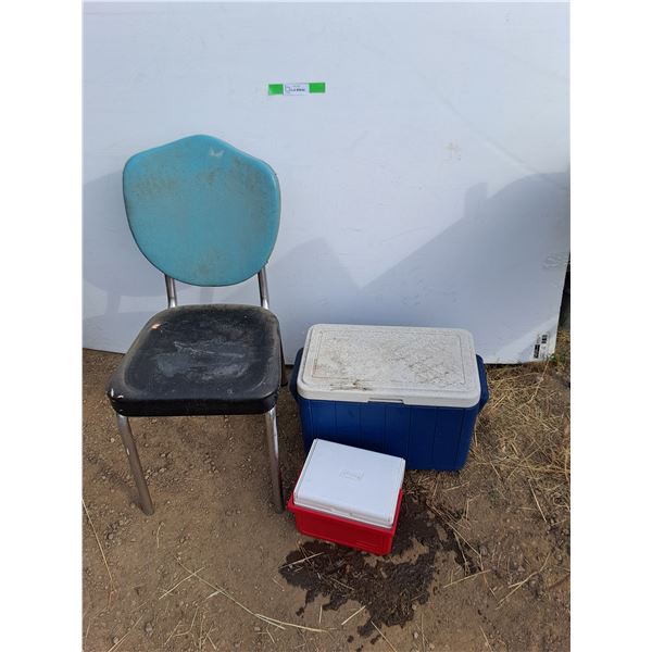 **Cushioned Chair & (2) Coolers Up to 20" x 11" x 14", Cannot Ship