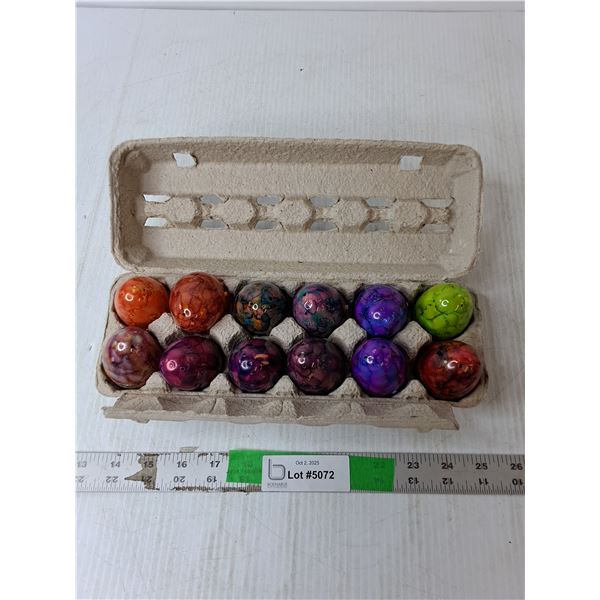 (12) Alcohol Ink Painted  Eggs & Carton
