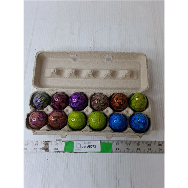 (12) Alcohol Ink Painted  Eggs & Carton