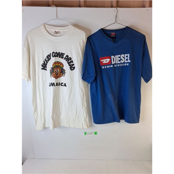 (2) Men's Tshirts- Diesel & Mickey Jamaica XL/L