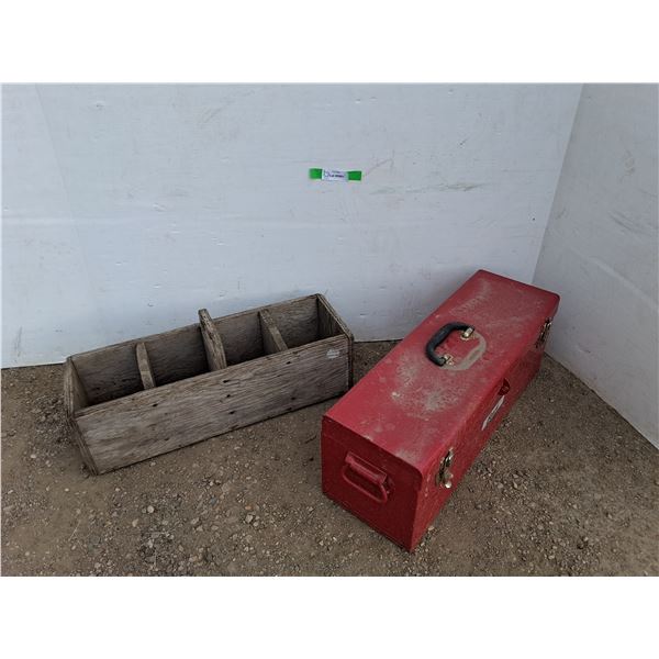 **Wooden Tool Caddy, Vintage Beach Tool Box 26" x 9" x 10", Cannot Ship