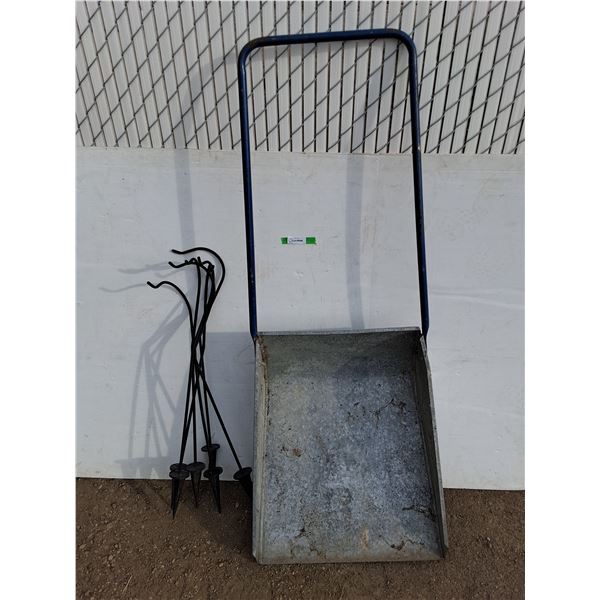 **Galvanized Snow Scoop 64" x 23", (6) Garden Decorations - Cannot Ship