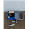 Image 1 : **Milk Crate, Caulking Gun, Plastic Bin, Gutter & Flashing, Misc - Cannot Ship