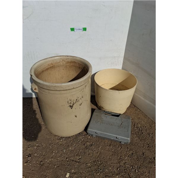 **Large Planter, Crock Pot 19" x 16" - Chipped, Mastercraft Socket Case - Empty - Cannot Ship