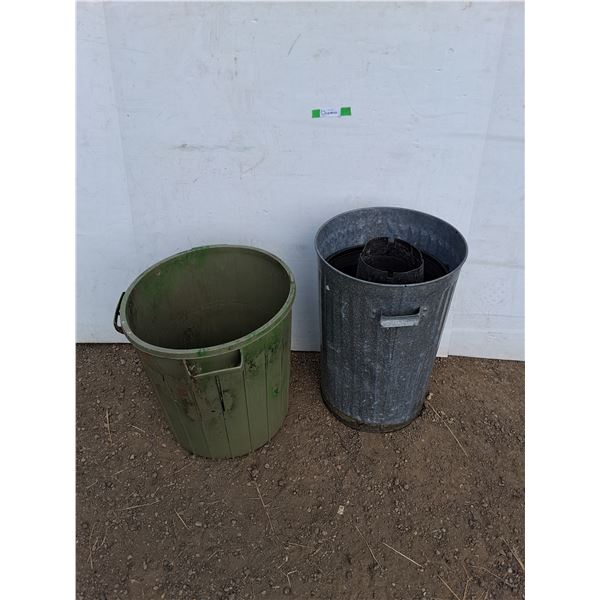 **(3) Metal & Plastic Garbage Bins 25" x 17", Cannot Ship