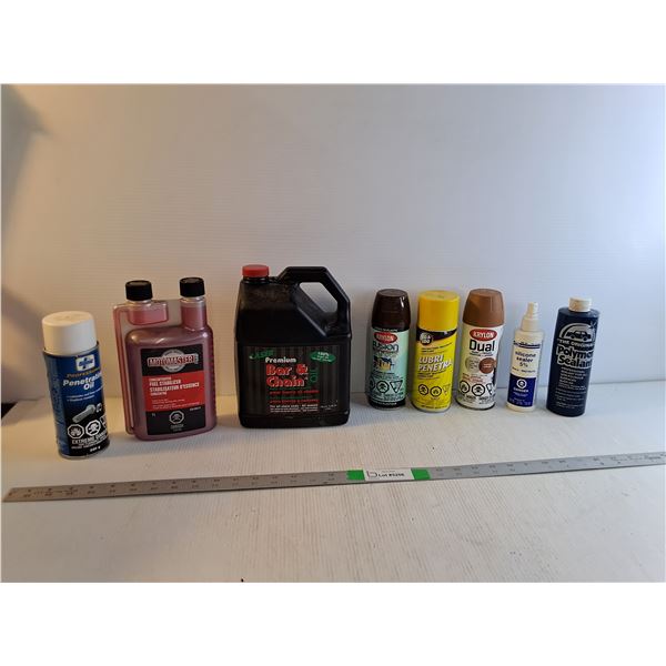 Chain Oil, Fuel Stabilizer,  Spray paint Cans (2), Etc, Cannot Ship