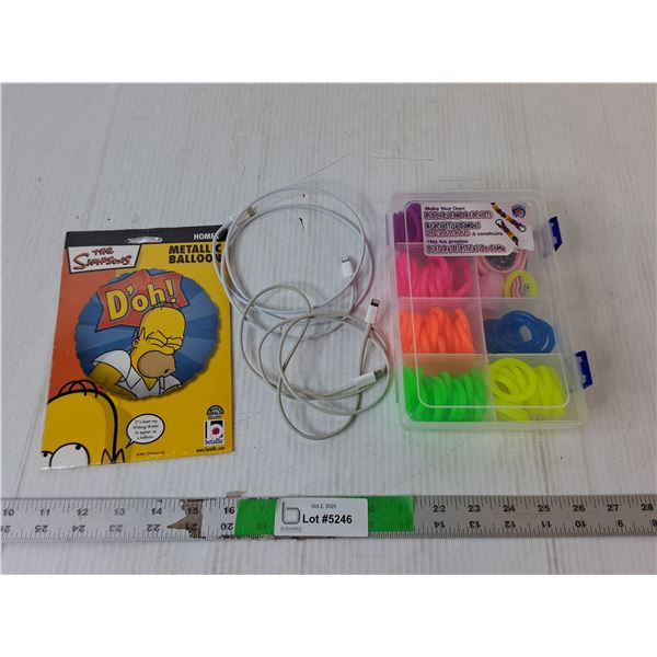 The Simpsons Balloon, Rubber Band Bracelets, (2) USB-C Cords