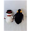 Image 2 : (2) Stuffies- Snowman & Penguin Up to 10"