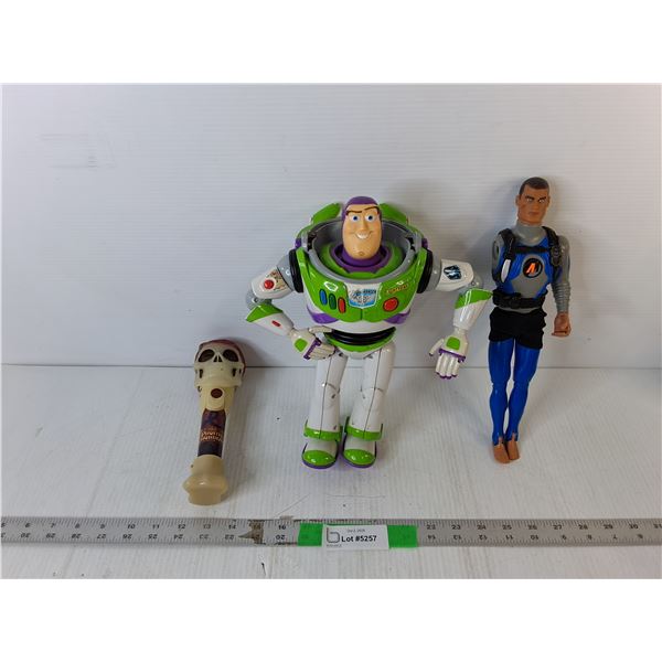 G.I.Joe & Buzz Lightyear Figurines, Pirates of the Caribbean Flashlight- As Is