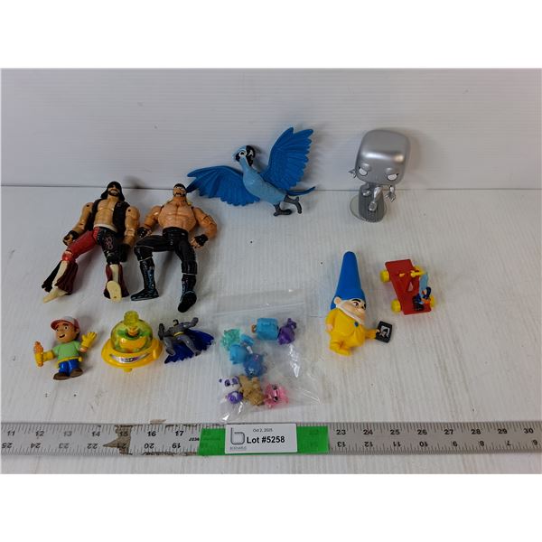 (2) Wrestling Figurines, Silver Surfer Bobblehead, Misc.