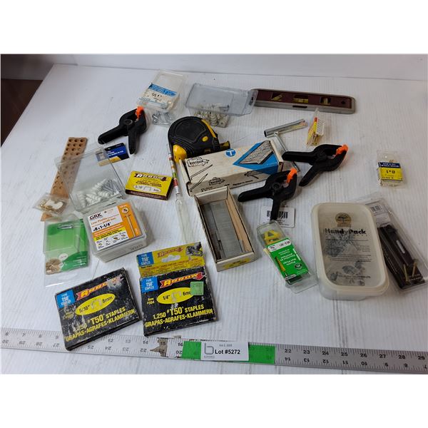 Level, Tape Measure, Staples, Misc.