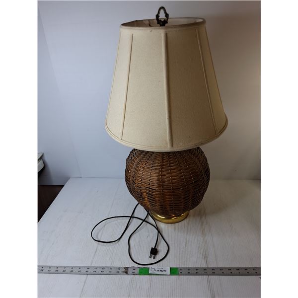 Wicker Style Lamp with Shade- No Bulb, Powers On 31" Tall - PICK UP ONLY