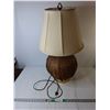Image 1 : Wicker Style Lamp with Shade- No Bulb, Powers On 31" Tall - PICK UP ONLY