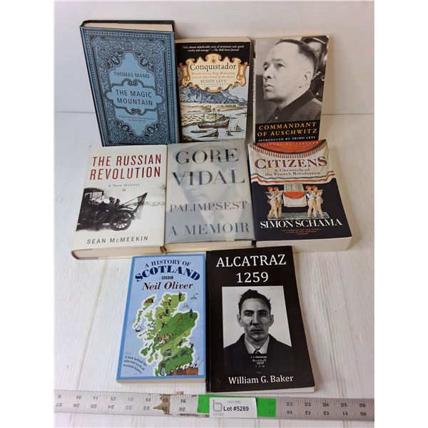 (8) History Books- Alcatraz, Auschwitz, Misc.