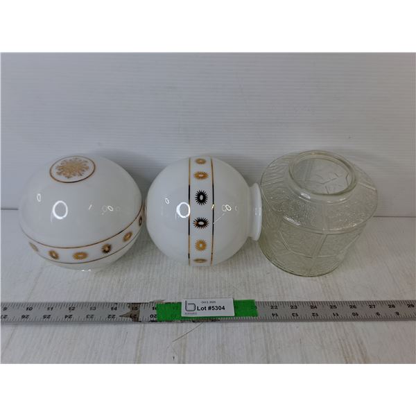 (3) Glass Light Fixture Globes Up to 6"
