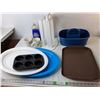 Image 1 : (3) Plastic Trays Up to 18.5", Caddy, (2) Coffee Mugs, Misc.