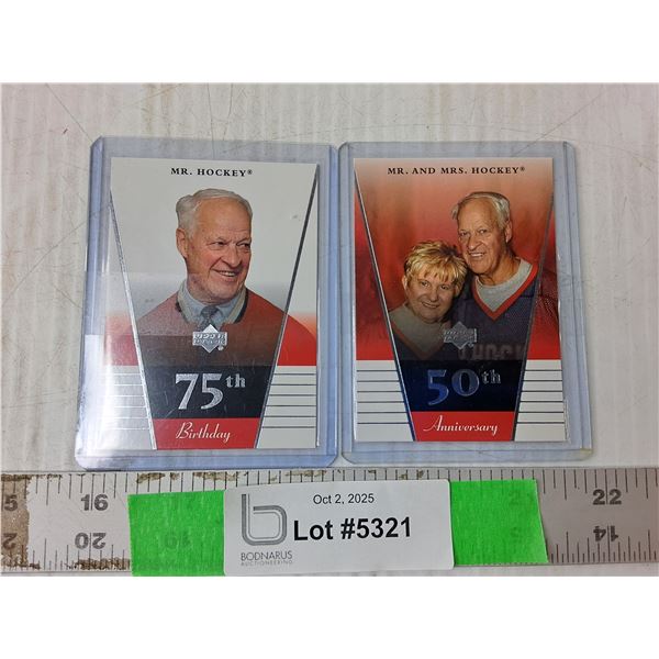 (2) Upper Deck Gordie Howe Hockey Cards- Cannot Authenticate