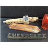 Image 2 : Great Western Beer Dispenser Handle, Vintage Pencil Sharpener, Chevrolet Emblem, Vintage Thermometer