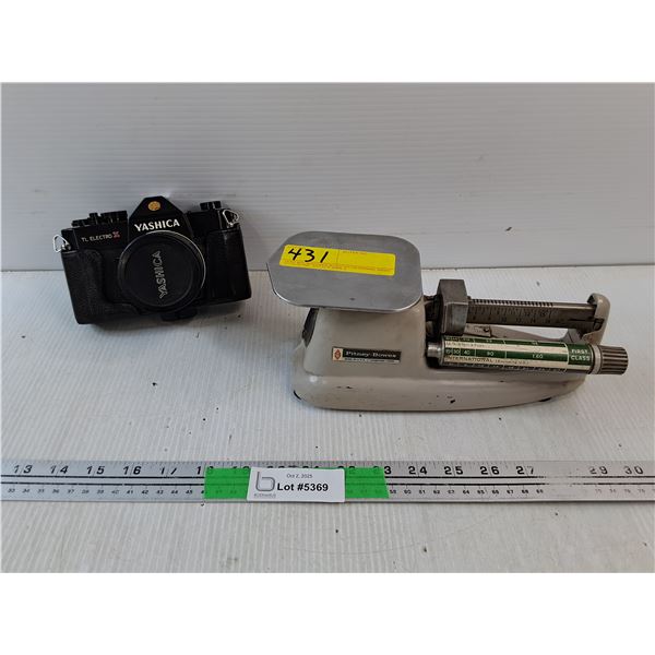 Vintage Yashica TL Electro X Camera, Pitney Bowes Scale