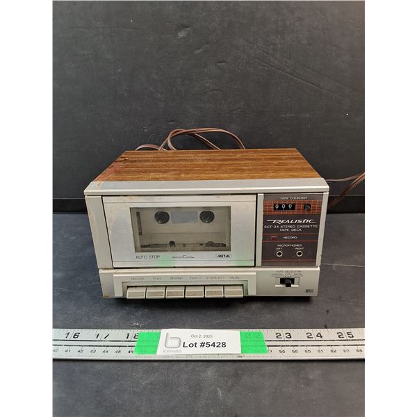 Realistic Stereo Cassette Tape Deck - As Is