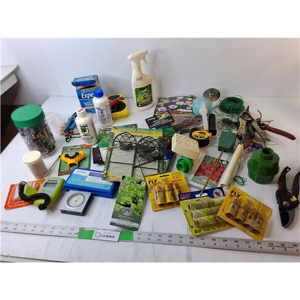 Mostly Gardening Lot- Bug Killer, Fly Traps, Flex Tie, Misc.