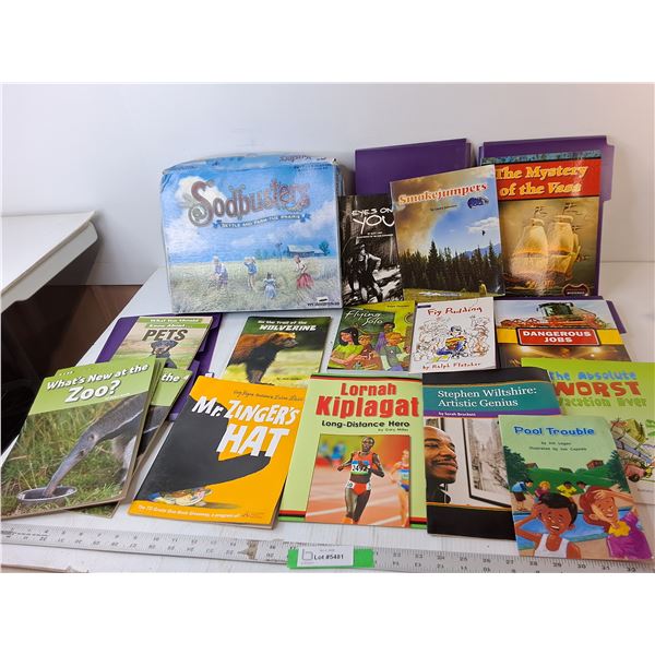 Kid's Educational Book Lot- With Copies & Sodbusters Board Game