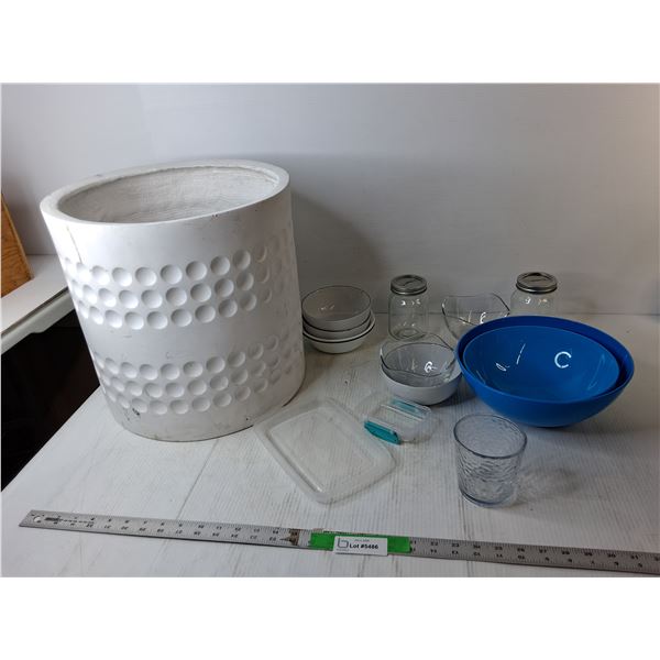 Cast Stone Planter 14.75" & Miscellaneous Dishes - PICK UP