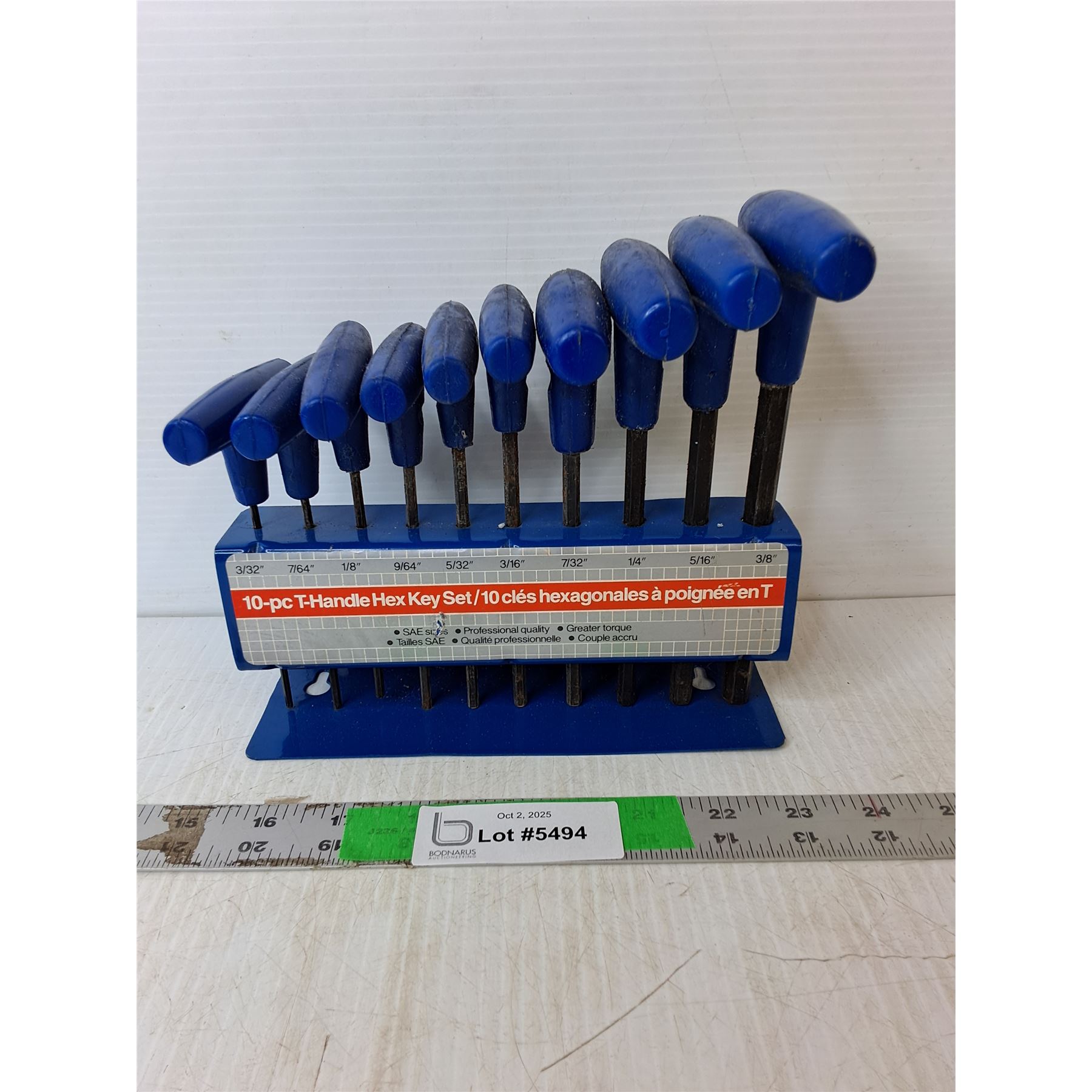 (10) Piece T-Handle Hex Key Set - Bodnarus Auctioneering