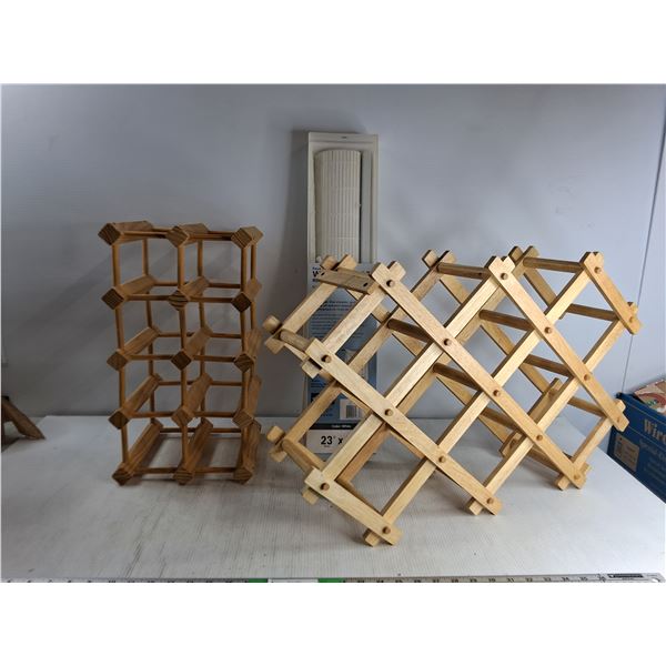 (2) Wood Wine Racks, Wood Woven Shade - PICK UP ONLY