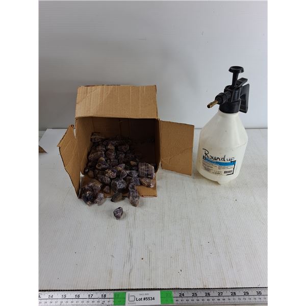 Pump Sprayer And Miscellaneous Amethyst Rocks
