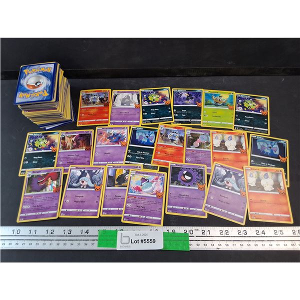 Various Trading Pokémon Cards - Hatterene, Spinarak, Litwick - Authenticity Not Guaranteed