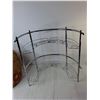 Image 2 : Semicircular Metal Shelf 19.25" x 12" x 20" & Wicker Basket - PICK UP