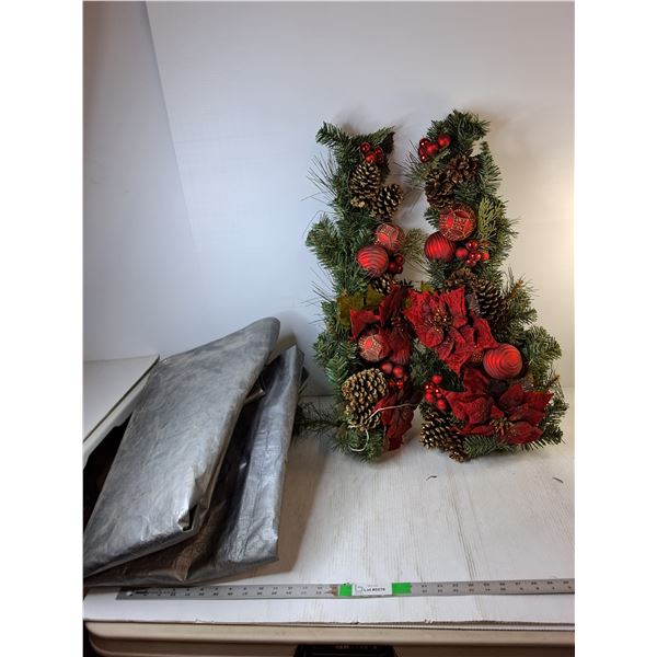 Tarp Approx. 111" x 90" & (2) Tree Shaped Christmas Garland 29" -  PICK UP