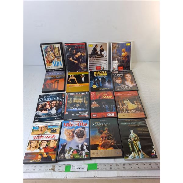 (16) DVDs- Milo & Otis, Wah-Wahs, Operas
