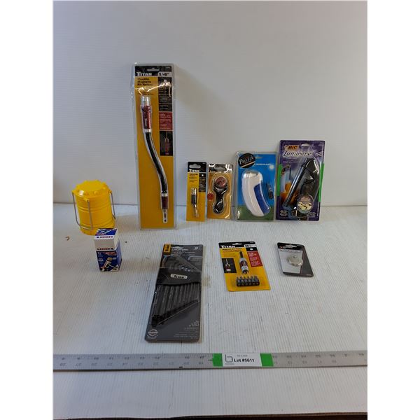 Lantern, Magnetic Bit Holder,Swivel Bit Holder, Brake Line Cutter, Searchlight, Candle Lighter