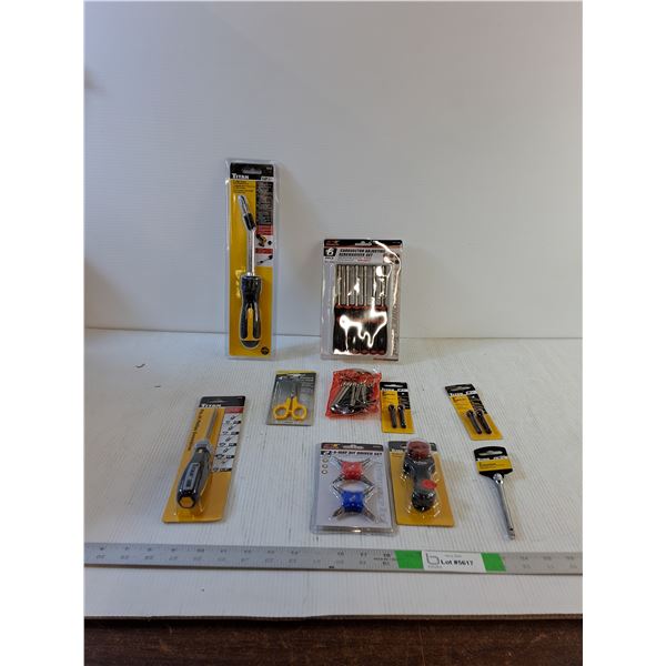 Ratcheting Driver, Carburetor Adjusting Set, Mini Shears, Hex Key Set, Philips Screwdriver, Etc