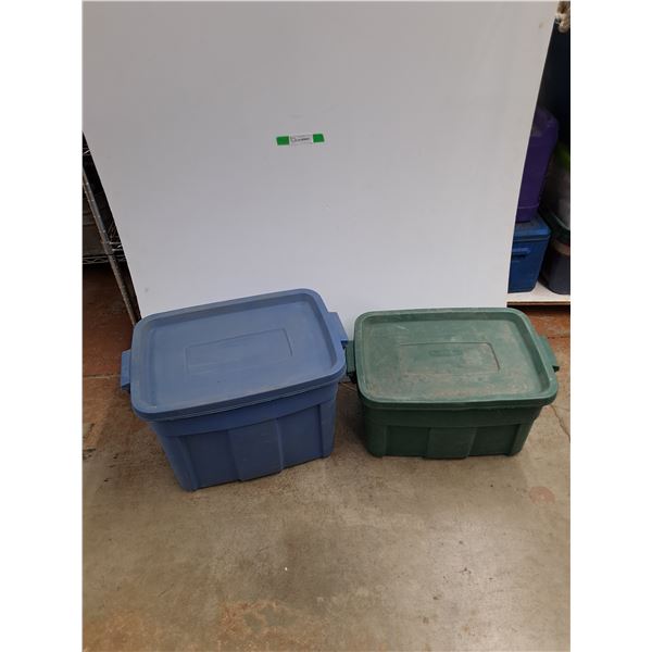 **(2) Rubbermaid Plastic Storage Totes with Lids 24" x 16" x 16", Cannot Ship